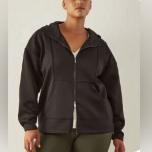 ADAY Comfort Zone hoodie in black thick scuba knit sweatshirt fall lounge XL